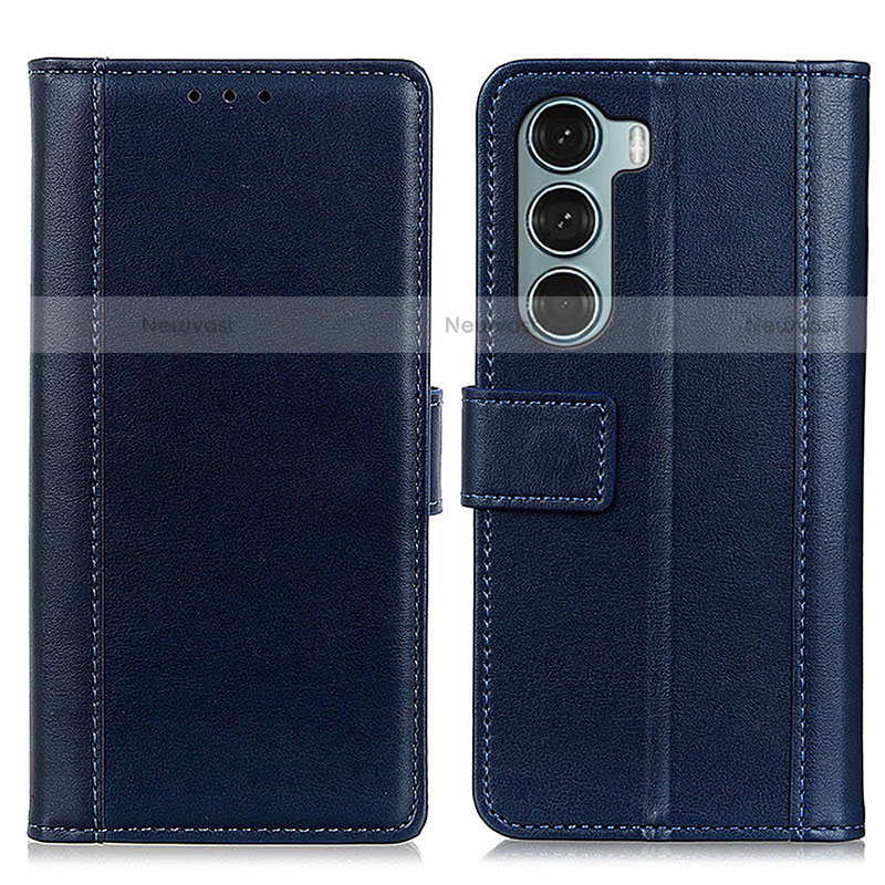 Leather Case Stands Flip Cover Holder N02P for Motorola Moto Edge S30 5G Blue