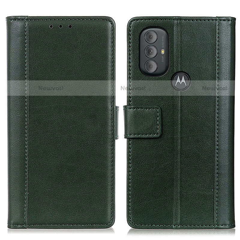 Leather Case Stands Flip Cover Holder N02P for Motorola Moto G Play Gen 2 Green