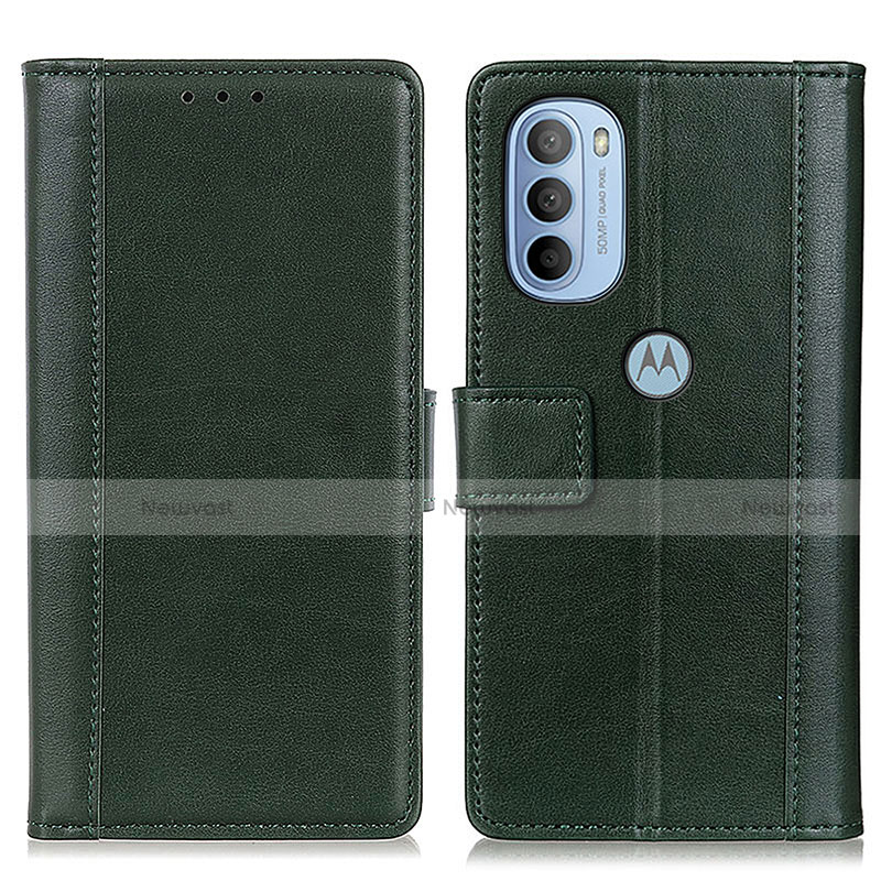 Leather Case Stands Flip Cover Holder N02P for Motorola Moto G41 Green