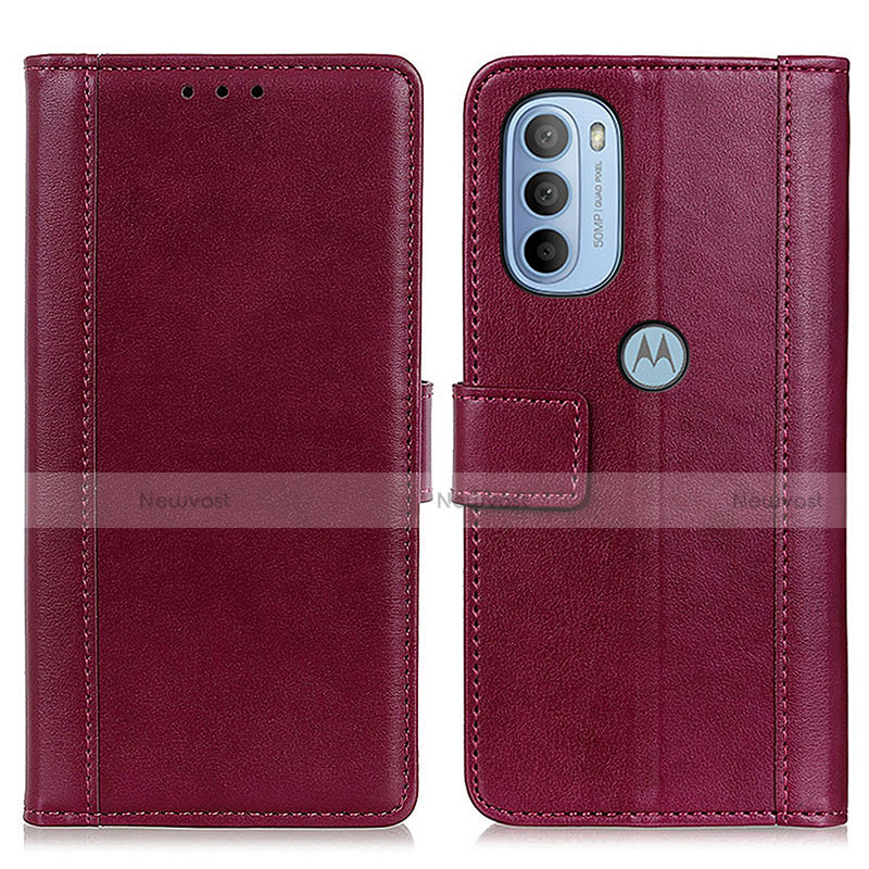 Leather Case Stands Flip Cover Holder N02P for Motorola Moto G41 Red