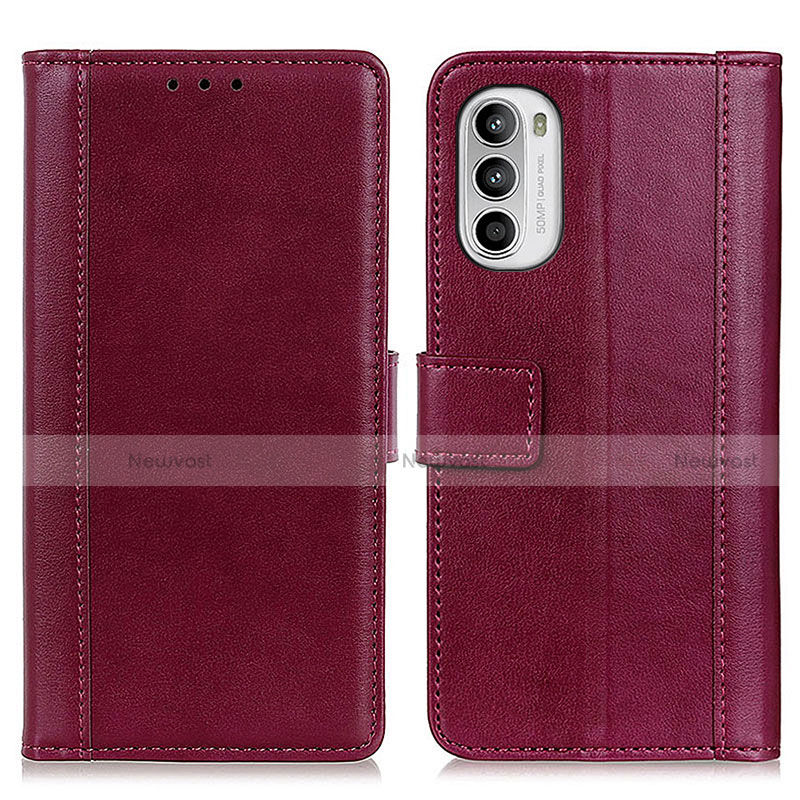 Leather Case Stands Flip Cover Holder N02P for Motorola MOTO G52