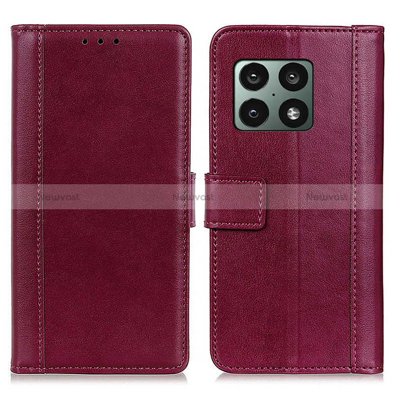 Leather Case Stands Flip Cover Holder N02P for OnePlus 10 Pro 5G Red