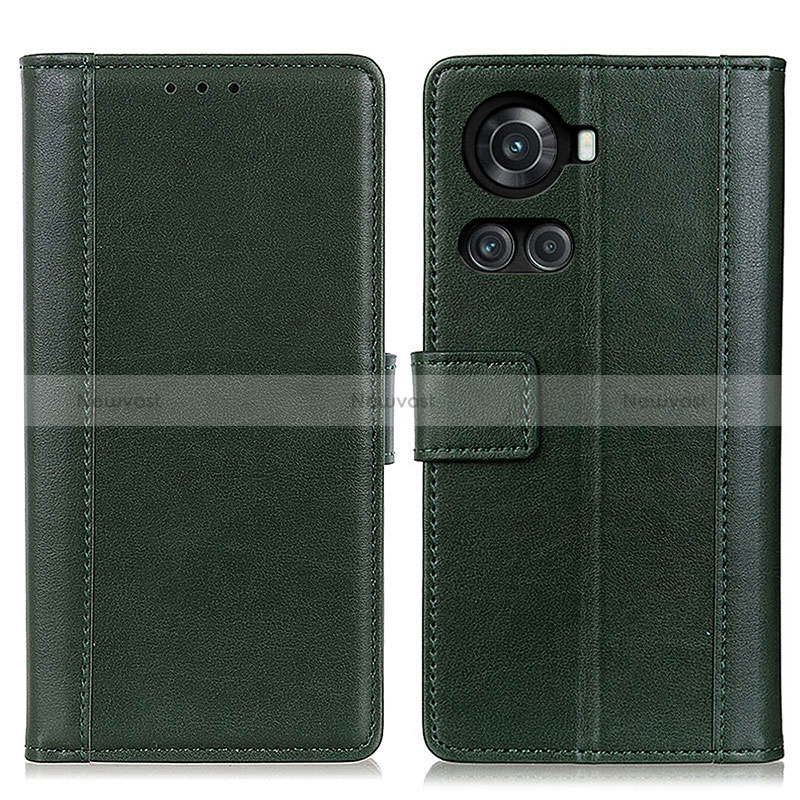 Leather Case Stands Flip Cover Holder N02P for OnePlus 10R 5G Green