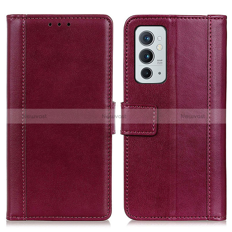 Leather Case Stands Flip Cover Holder N02P for OnePlus 9RT 5G Red