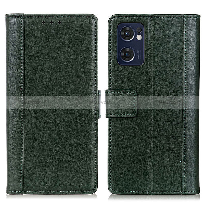 Leather Case Stands Flip Cover Holder N02P for OnePlus Nord CE 2 5G Green