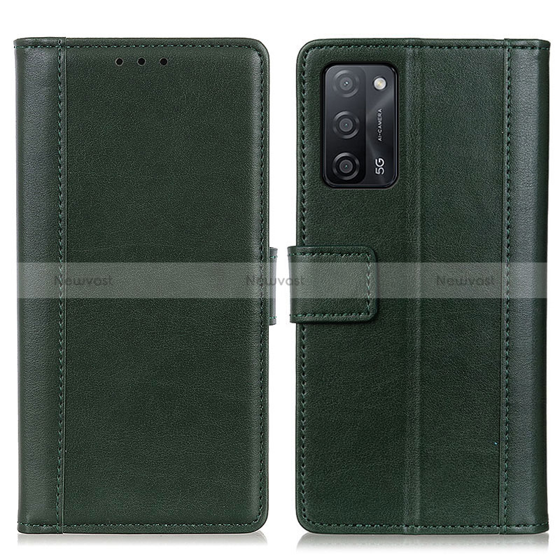 Leather Case Stands Flip Cover Holder N02P for Oppo A56 5G Green