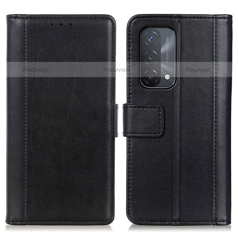 Leather Case Stands Flip Cover Holder N02P for Oppo A93 5G Black