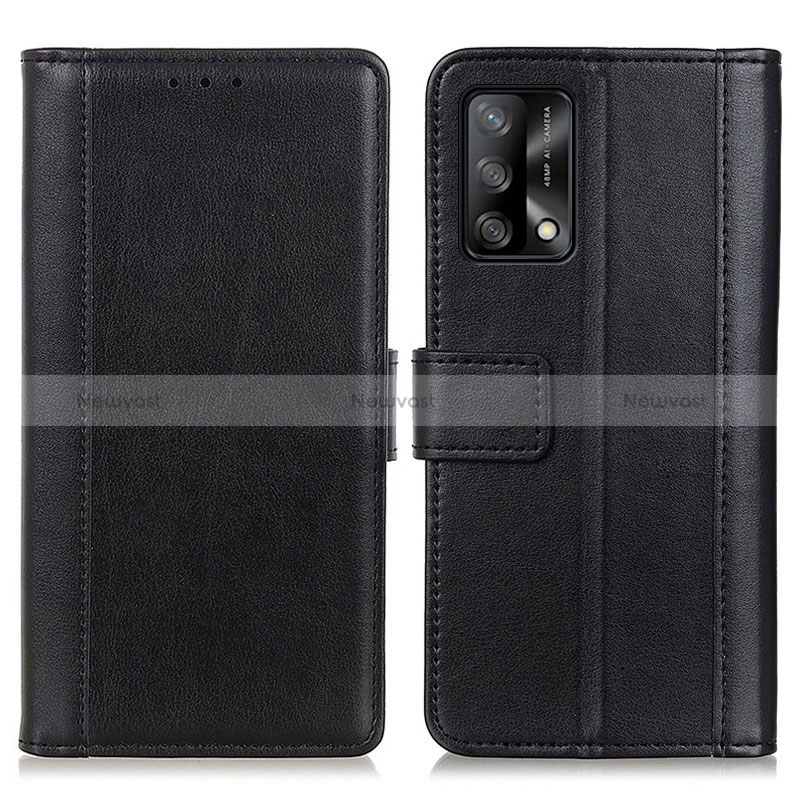 Leather Case Stands Flip Cover Holder N02P for Oppo A95 4G Black