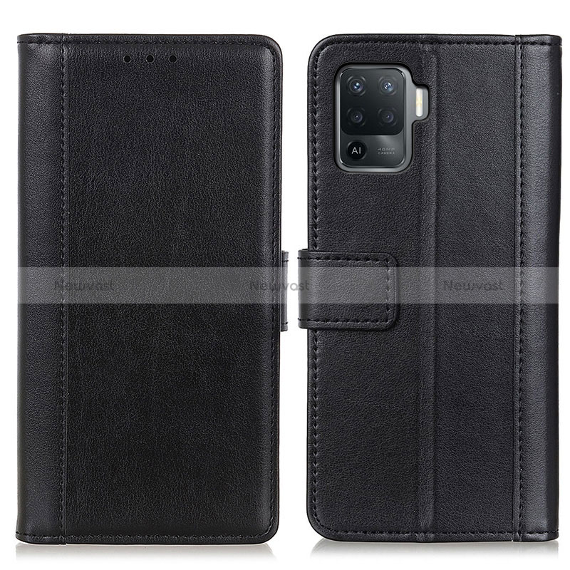 Leather Case Stands Flip Cover Holder N02P for Oppo Reno5 F Black