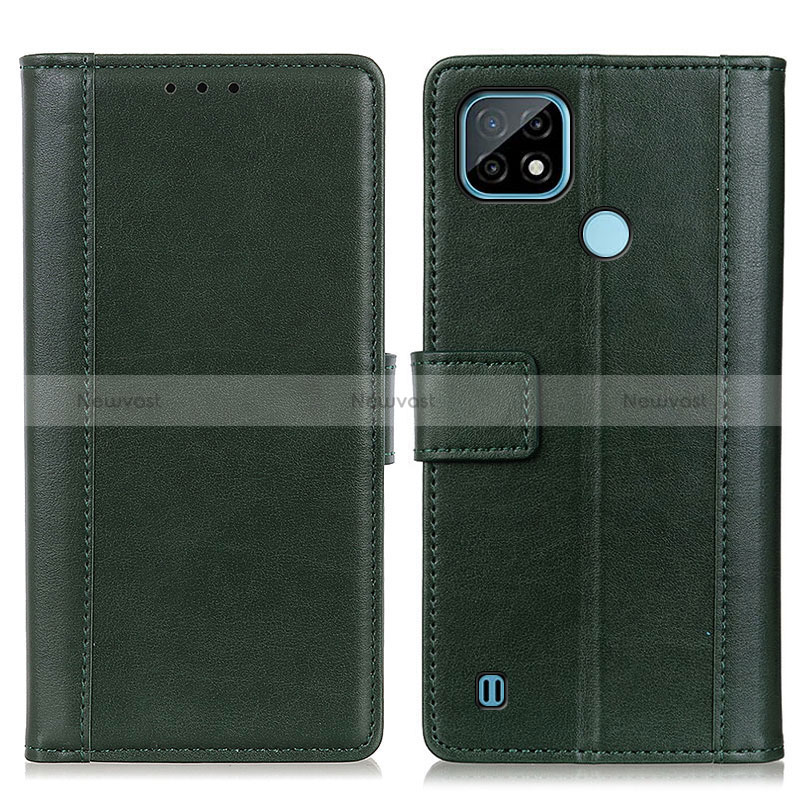 Leather Case Stands Flip Cover Holder N02P for Realme C21 Green