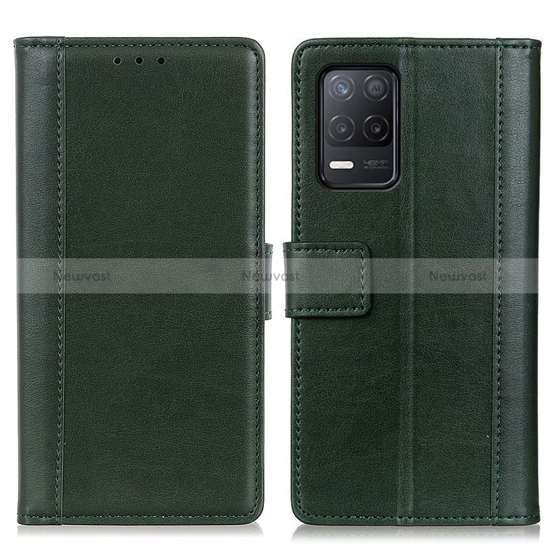 Leather Case Stands Flip Cover Holder N02P for Realme Q3 5G Green