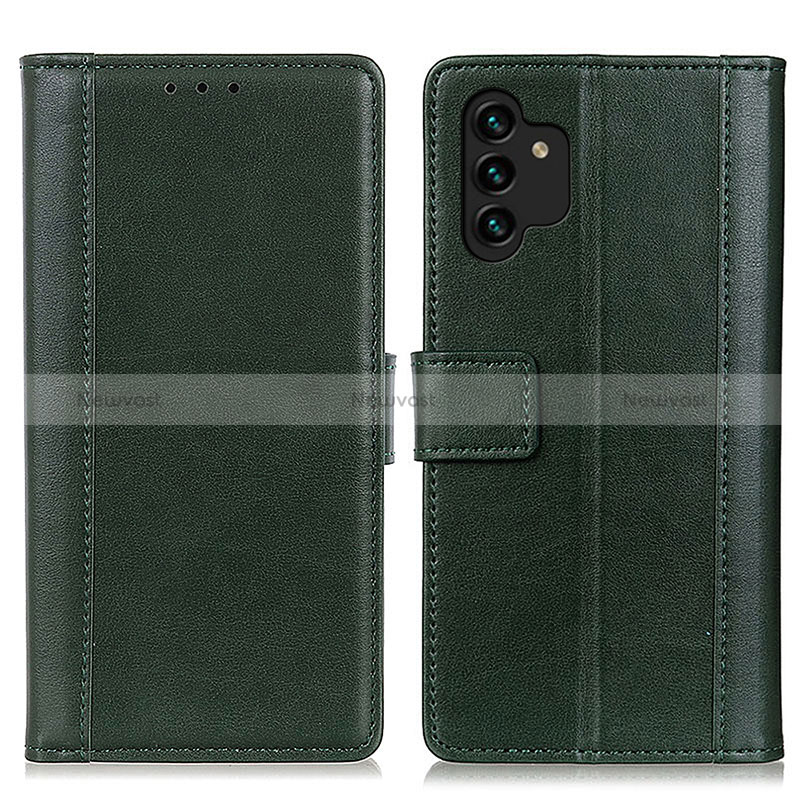 Leather Case Stands Flip Cover Holder N02P for Samsung Galaxy A13 4G Green
