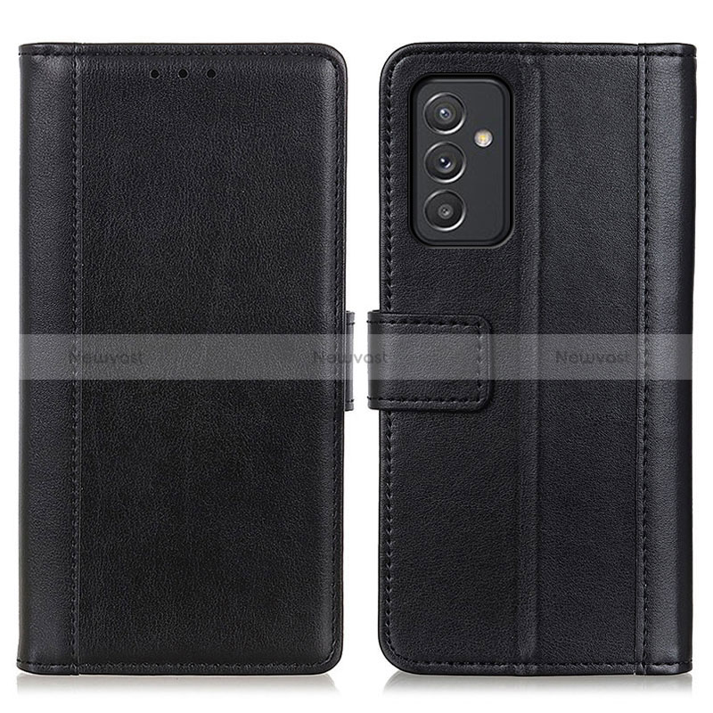 Leather Case Stands Flip Cover Holder N02P for Samsung Galaxy A15 4G Black