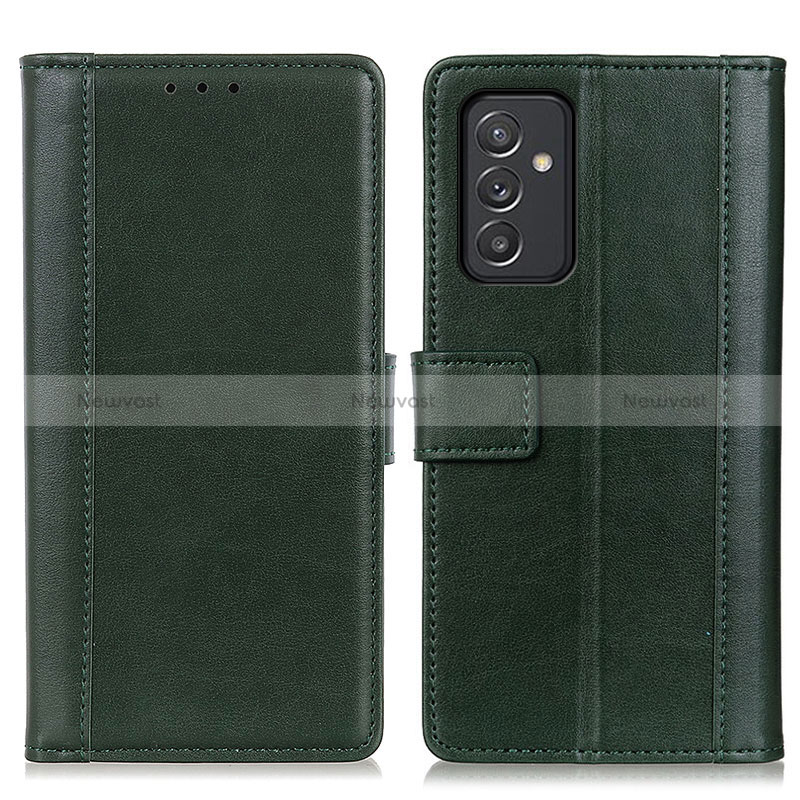 Leather Case Stands Flip Cover Holder N02P for Samsung Galaxy A15 LTE Green