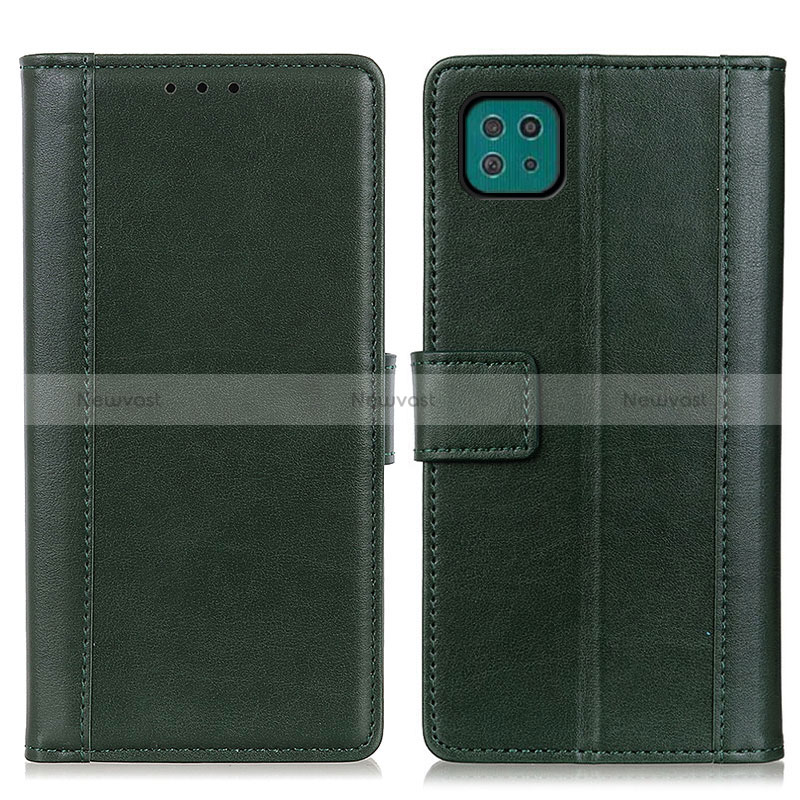 Leather Case Stands Flip Cover Holder N02P for Samsung Galaxy A22s 5G Green