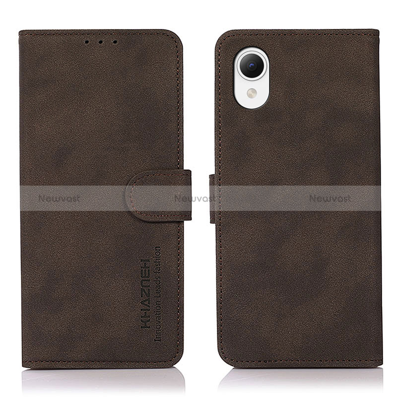 Leather Case Stands Flip Cover Holder N02P for Samsung Galaxy A23e 5G Brown
