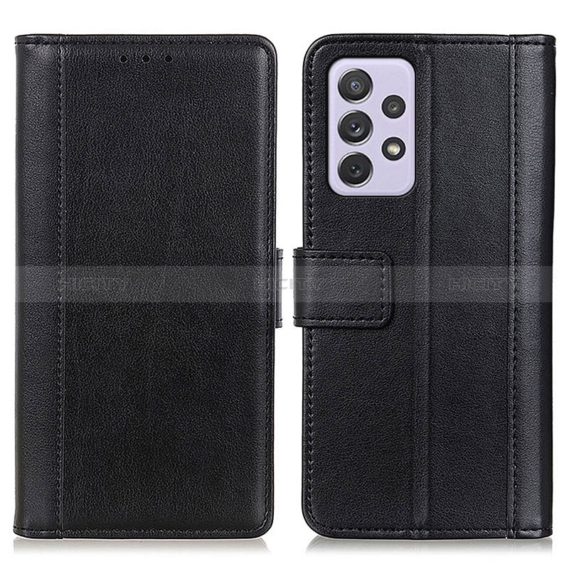 Leather Case Stands Flip Cover Holder N02P for Samsung Galaxy A73 5G Black