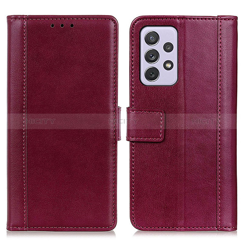 Leather Case Stands Flip Cover Holder N02P for Samsung Galaxy A73 5G Red