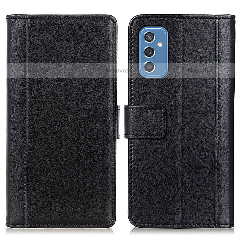 Leather Case Stands Flip Cover Holder N02P for Samsung Galaxy M52 5G Black