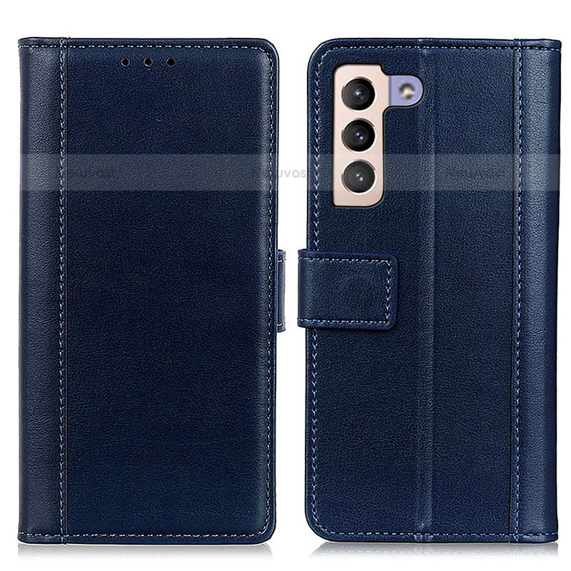 Leather Case Stands Flip Cover Holder N02P for Samsung Galaxy S21 Plus 5G Blue