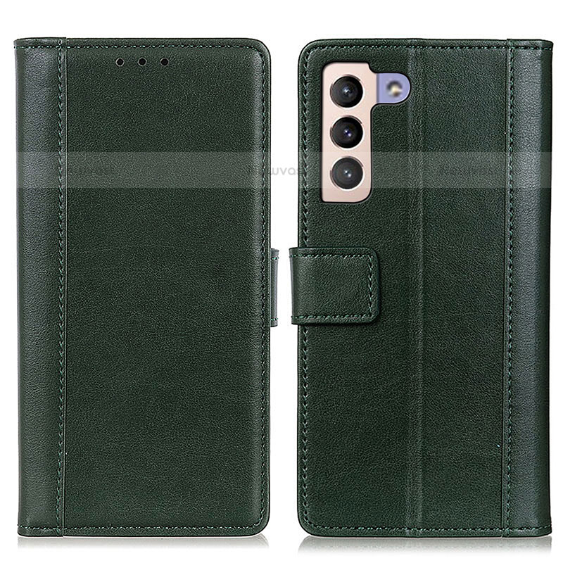 Leather Case Stands Flip Cover Holder N02P for Samsung Galaxy S21 Plus 5G Green