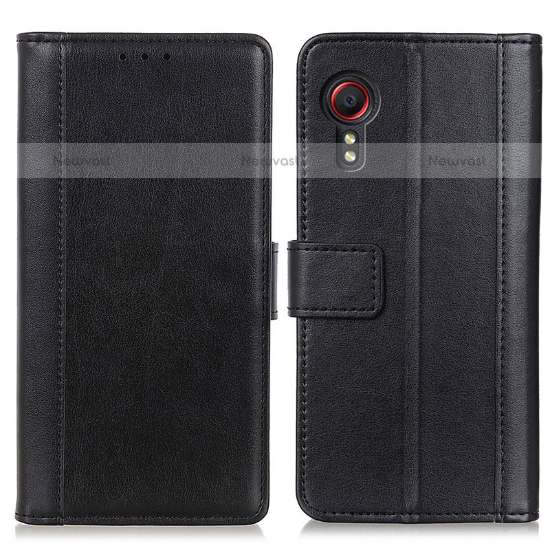 Leather Case Stands Flip Cover Holder N02P for Samsung Galaxy XCover 5 SM-G525F Black