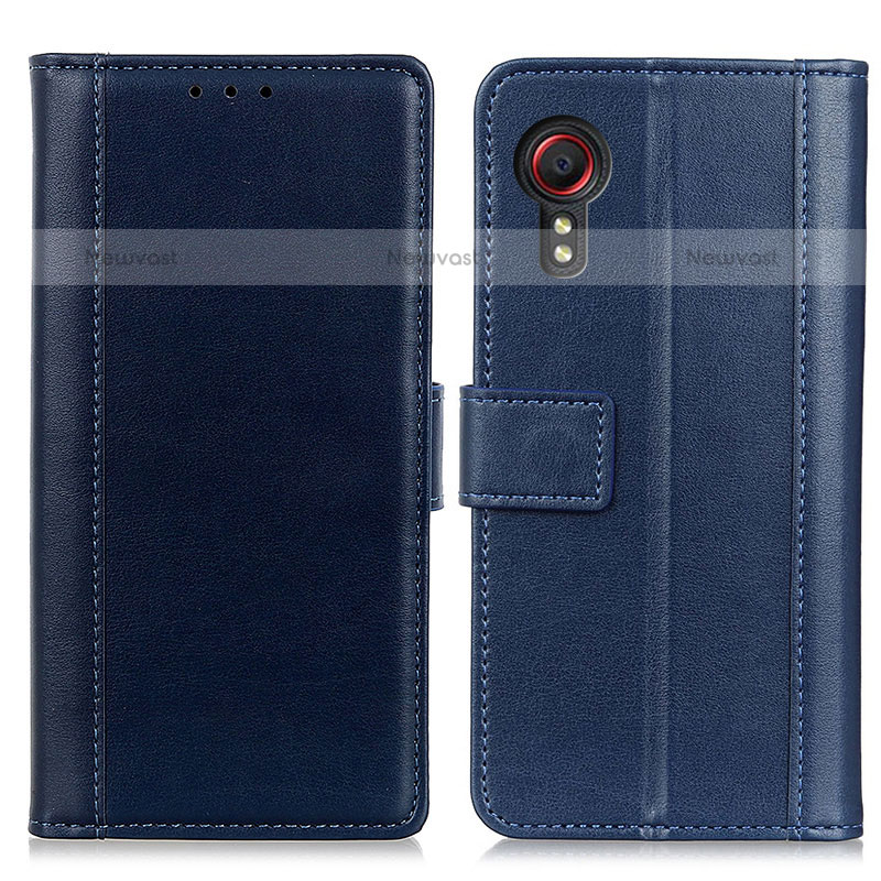 Leather Case Stands Flip Cover Holder N02P for Samsung Galaxy XCover 5 SM-G525F Blue