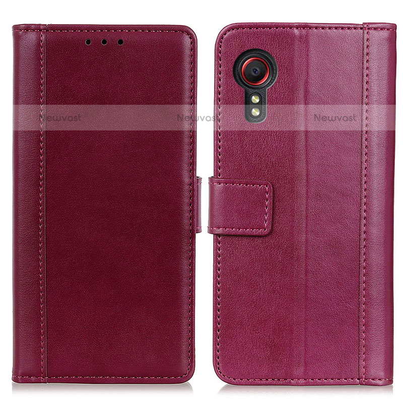 Leather Case Stands Flip Cover Holder N02P for Samsung Galaxy XCover 5 SM-G525F Red