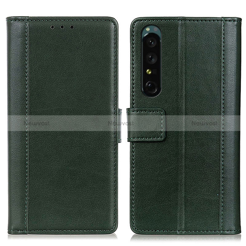 Leather Case Stands Flip Cover Holder N02P for Sony Xperia 1 III Green