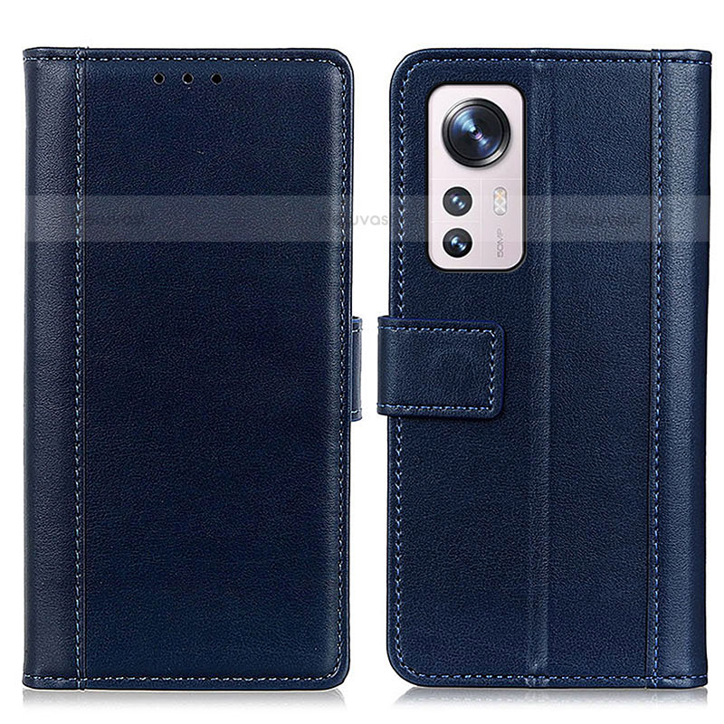 Leather Case Stands Flip Cover Holder N02P for Xiaomi Mi 12X 5G Blue