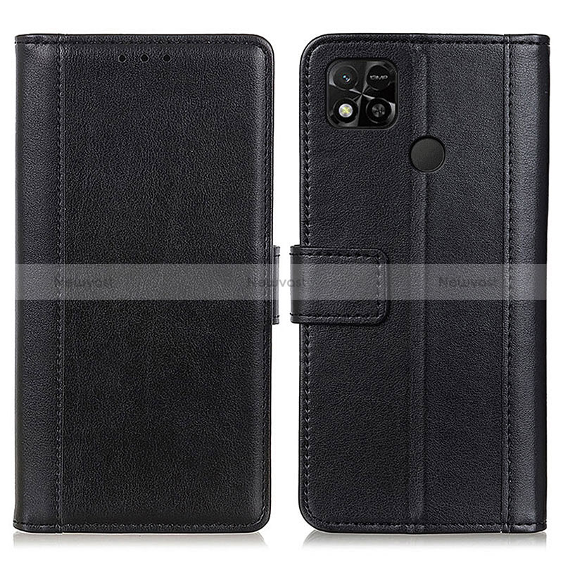 Leather Case Stands Flip Cover Holder N02P for Xiaomi POCO C3 Black