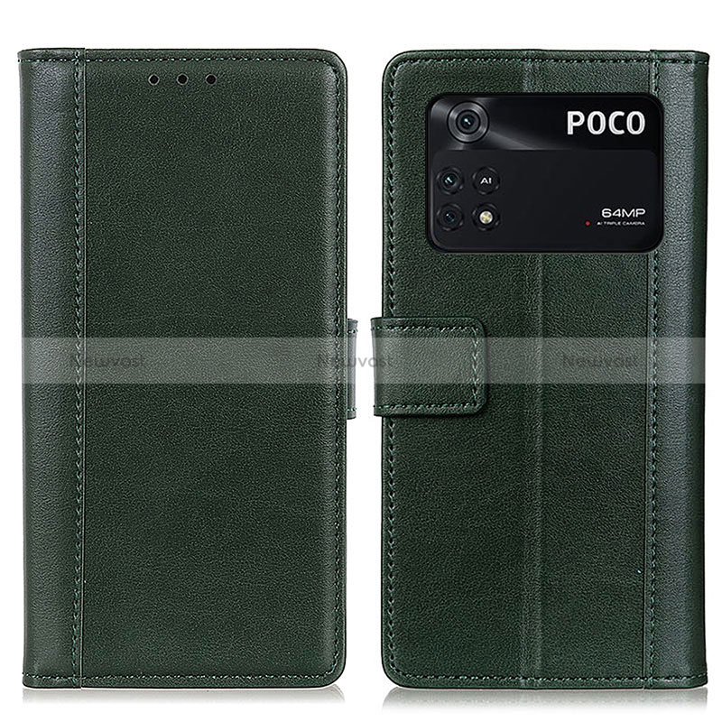 Leather Case Stands Flip Cover Holder N02P for Xiaomi Poco M4 Pro 4G