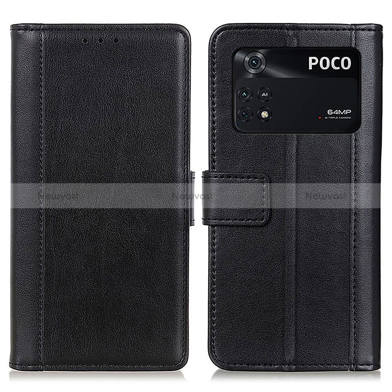 Leather Case Stands Flip Cover Holder N02P for Xiaomi Poco M4 Pro 4G