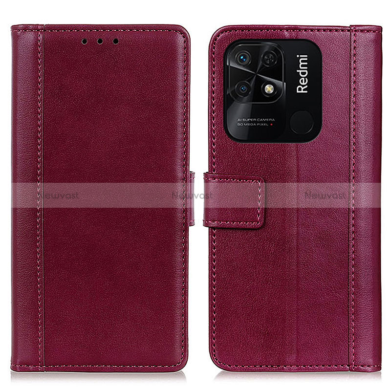 Leather Case Stands Flip Cover Holder N02P for Xiaomi Redmi 10 Power Red