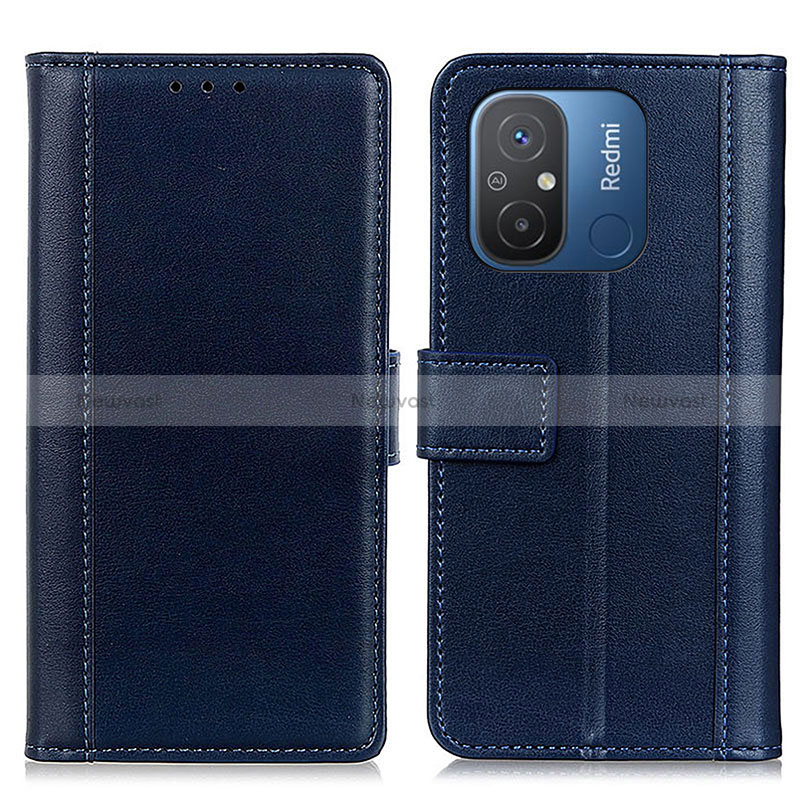 Leather Case Stands Flip Cover Holder N02P for Xiaomi Redmi 11A 4G Blue