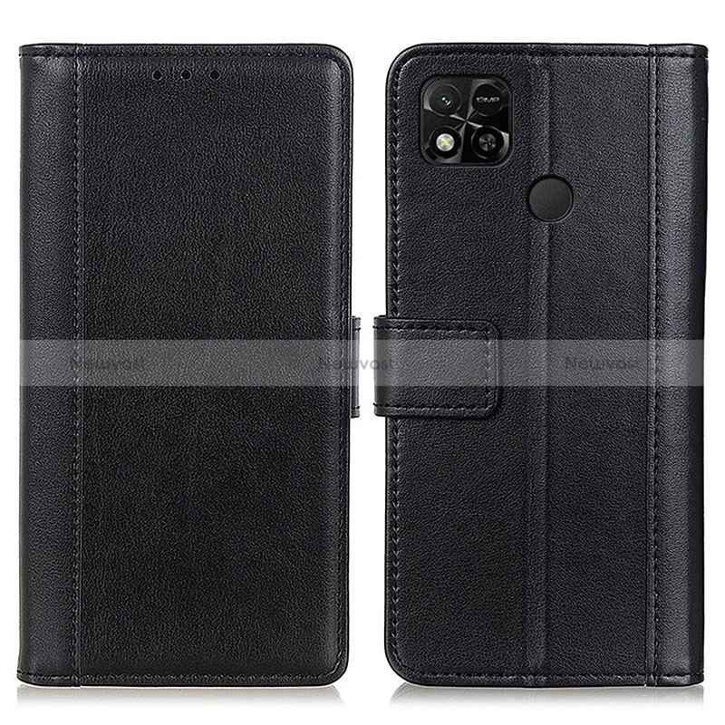 Leather Case Stands Flip Cover Holder N02P for Xiaomi Redmi 9 Activ Black