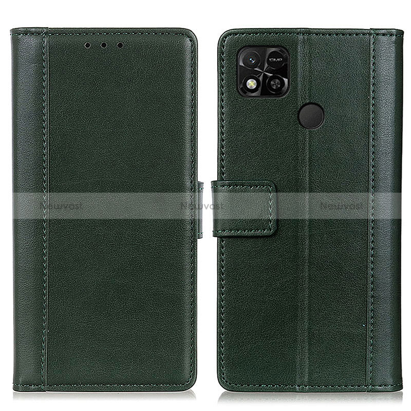 Leather Case Stands Flip Cover Holder N02P for Xiaomi Redmi 9 Activ Green