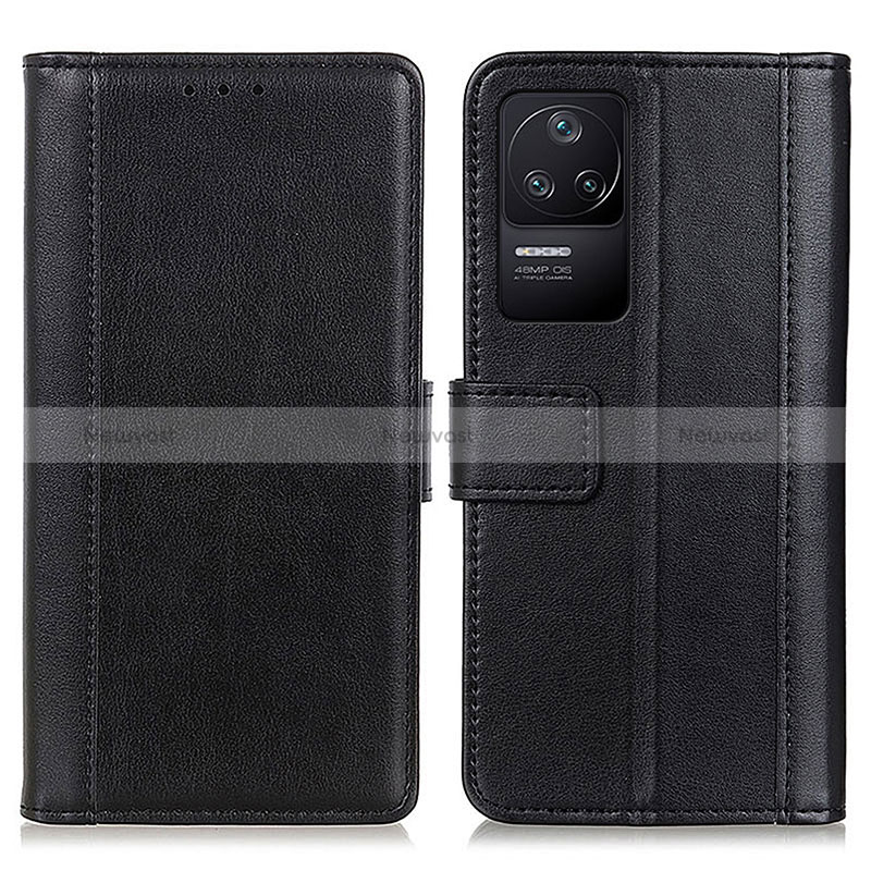 Leather Case Stands Flip Cover Holder N02P for Xiaomi Redmi K40S 5G Black