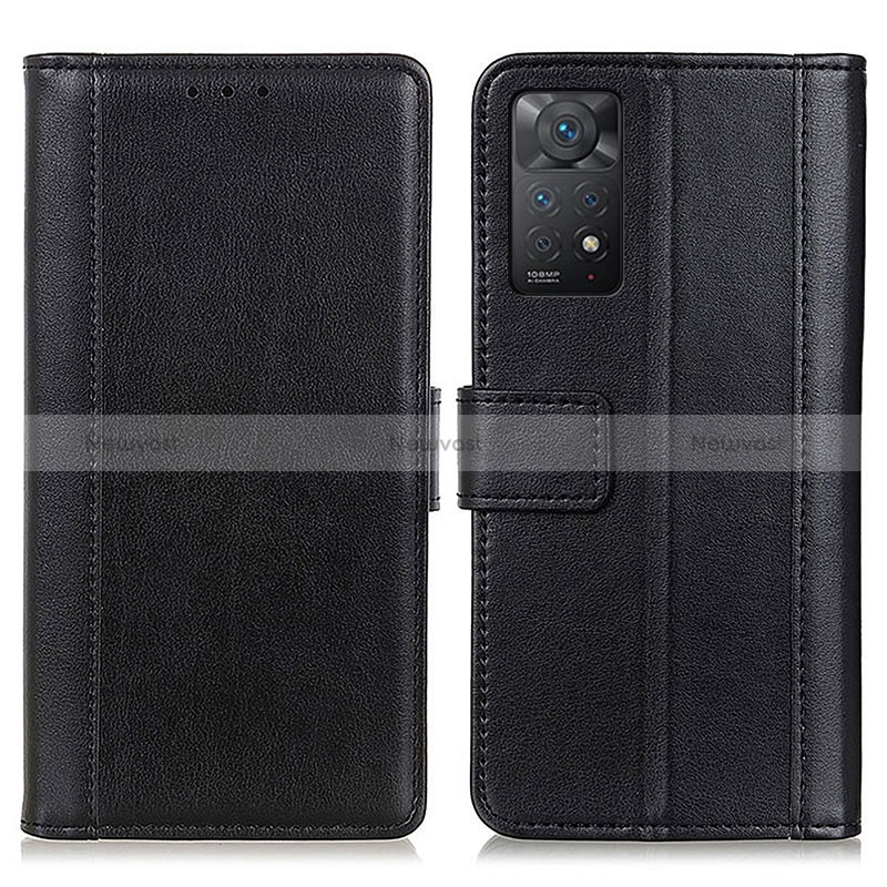 Leather Case Stands Flip Cover Holder N02P for Xiaomi Redmi Note 11 Pro 4G Black