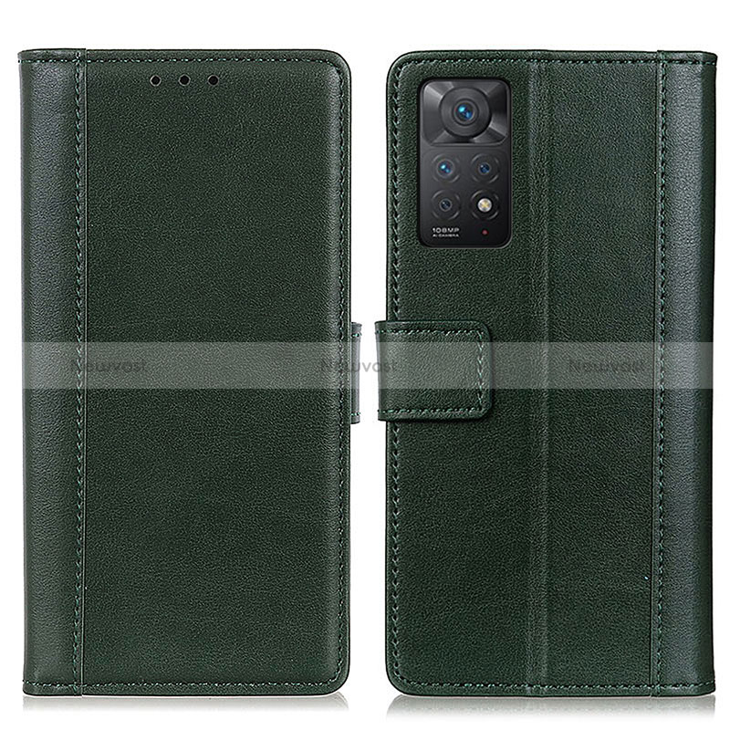 Leather Case Stands Flip Cover Holder N02P for Xiaomi Redmi Note 11 Pro 5G Green