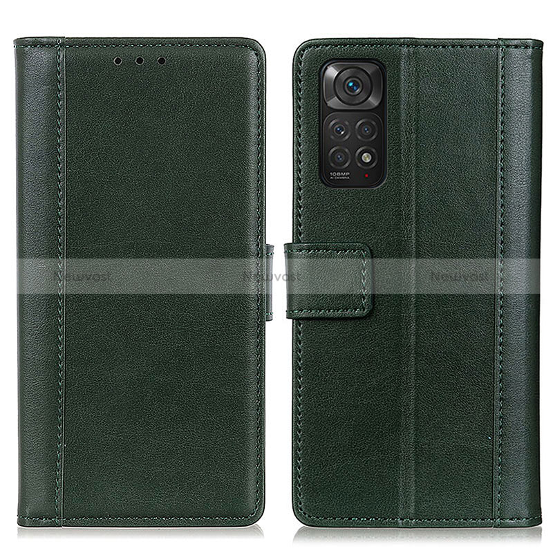 Leather Case Stands Flip Cover Holder N02P for Xiaomi Redmi Note 11S 4G Green