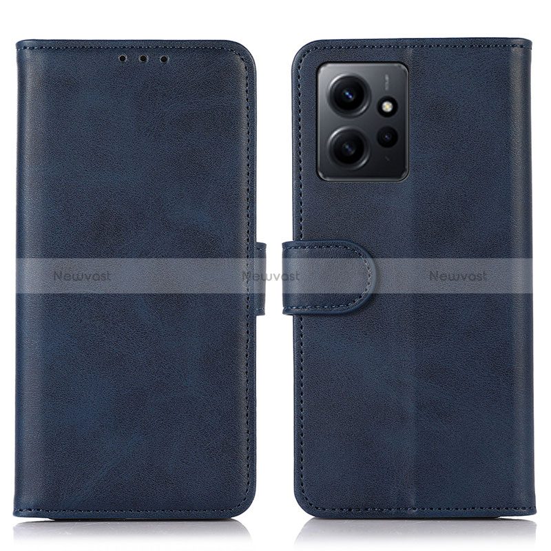 Leather Case Stands Flip Cover Holder N02P for Xiaomi Redmi Note 12 4G Blue