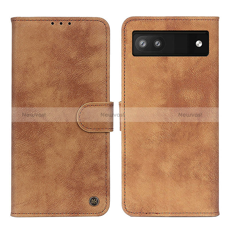 Leather Case Stands Flip Cover Holder N03P for Google Pixel 7a 5G Brown