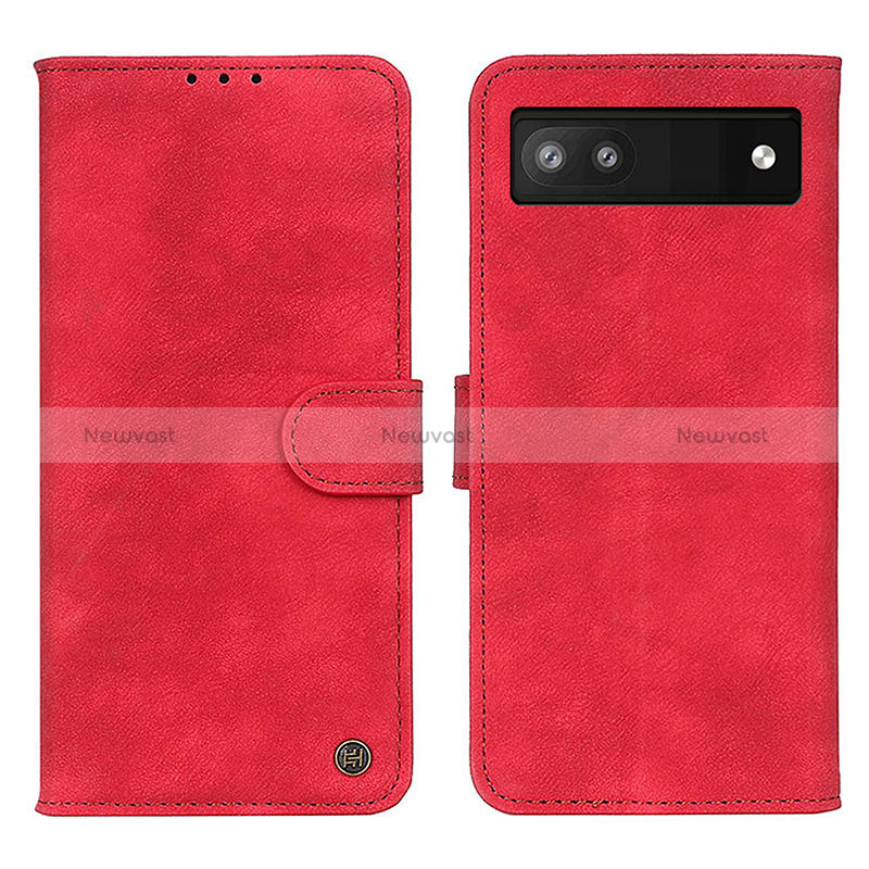 Leather Case Stands Flip Cover Holder N03P for Google Pixel 7a 5G Red