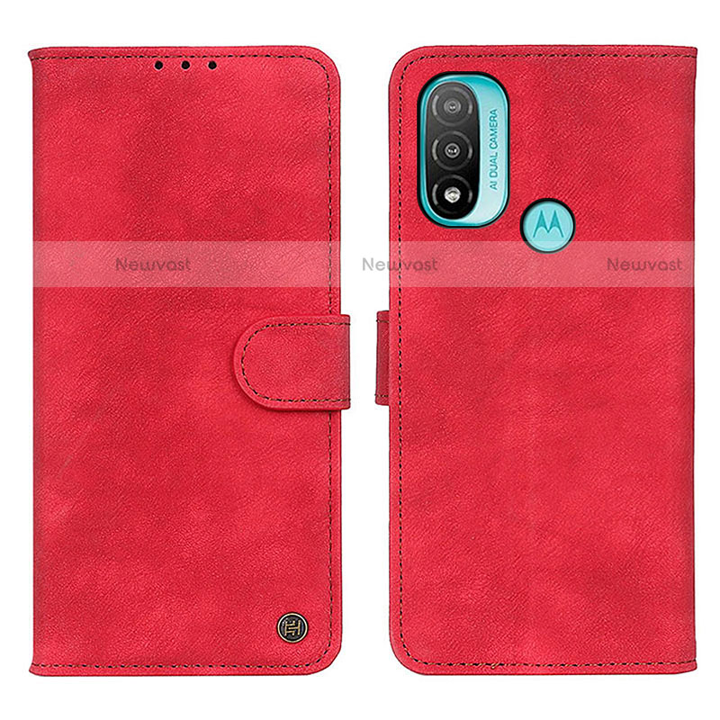 Leather Case Stands Flip Cover Holder N03P for Motorola Moto E20 Red