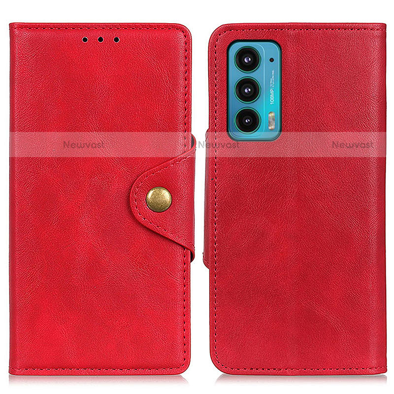 Leather Case Stands Flip Cover Holder N03P for Motorola Moto Edge 20 5G Red