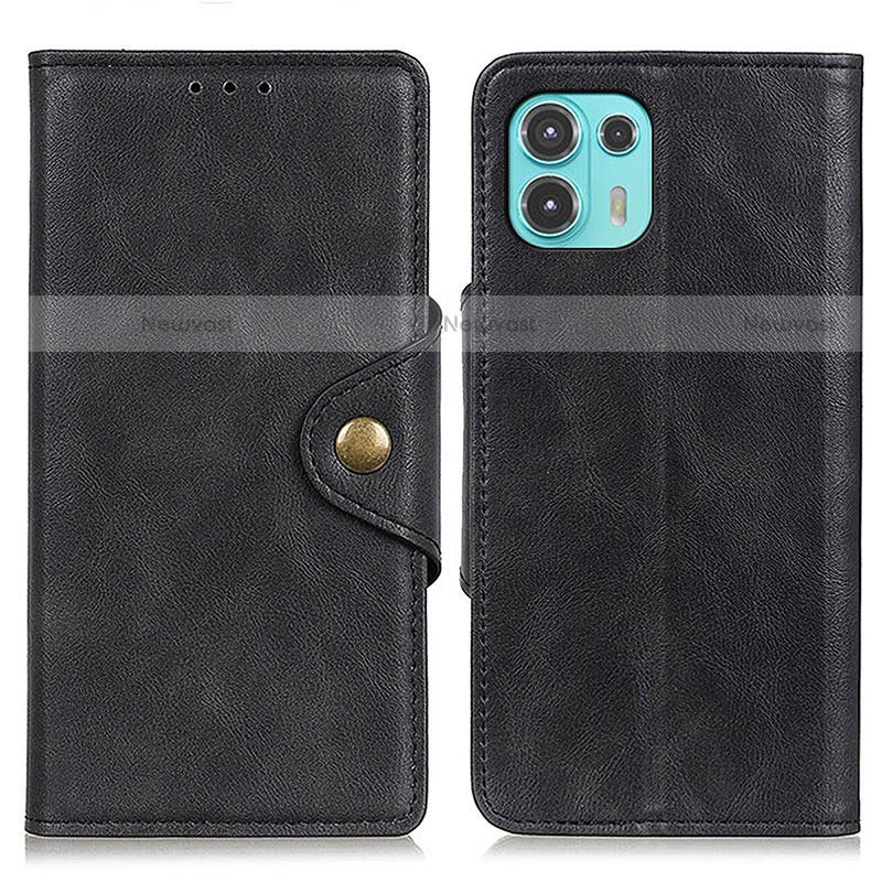 Leather Case Stands Flip Cover Holder N03P for Motorola Moto Edge 20 Lite 5G Black