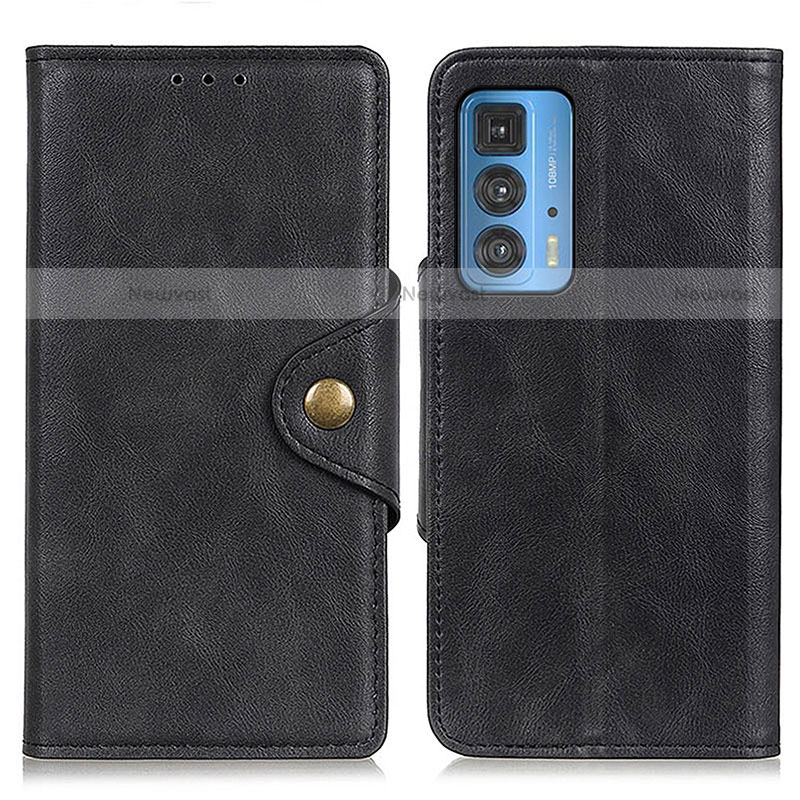 Leather Case Stands Flip Cover Holder N03P for Motorola Moto Edge 20 Pro 5G Black