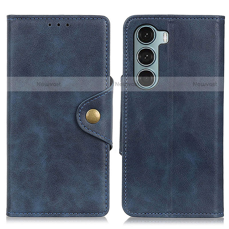 Leather Case Stands Flip Cover Holder N03P for Motorola Moto Edge S30 5G Blue