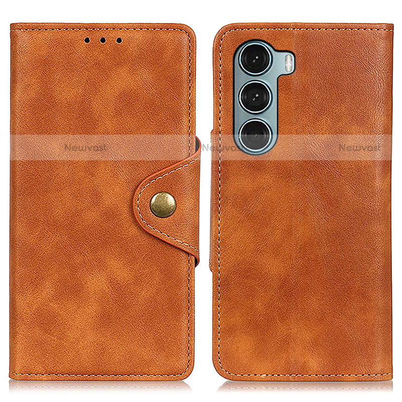 Leather Case Stands Flip Cover Holder N03P for Motorola Moto Edge S30 5G Brown